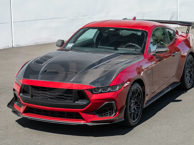 2024-Up Ford Mustang S650 | Terminator Style CARBON FIBER Front Vented Hood